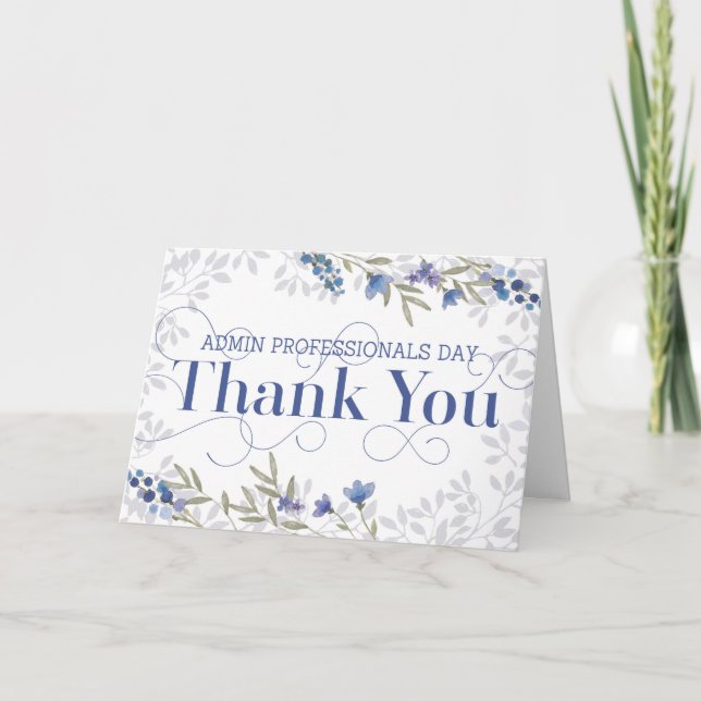 Admin Professionals Day Thank You Card - Blue (Front)