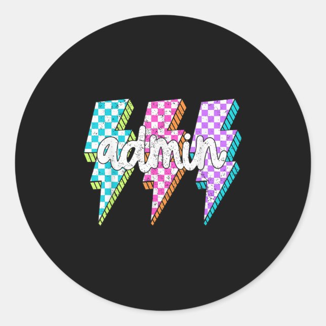 Admin Squad Lightning Bolt School Istant Principal Classic Round Sticker (Front)