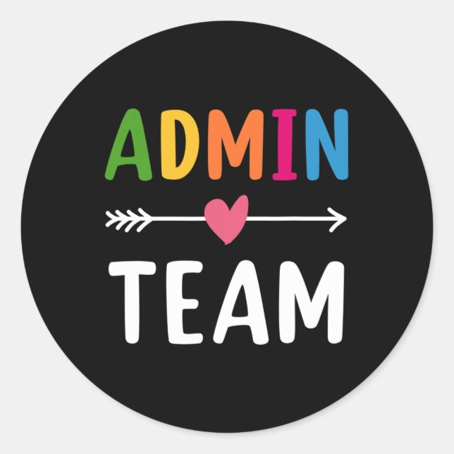 Admin Team Back To School Matching Group Squad  Classic Round Sticker (Front)