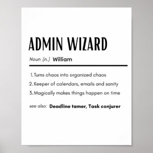 Admin Wizard Funny Definition Personalised Name Poster