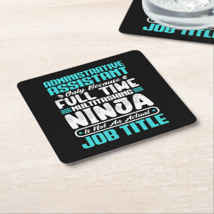 Administrative Assistant Job Title Profession Square Paper Coaster