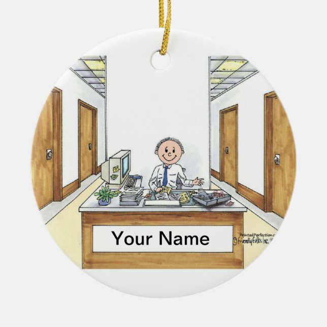 Administrative Assistant - Male Ceramic Tree Decoration (Front)