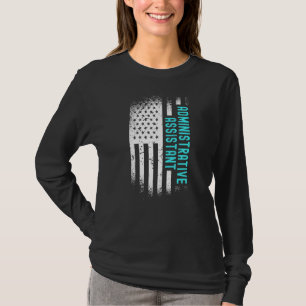 Administrative Assistant With American Flag T-Shirt
