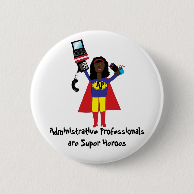 Administrative Professional Super Hero (African Am 6 Cm Round Badge (Front)