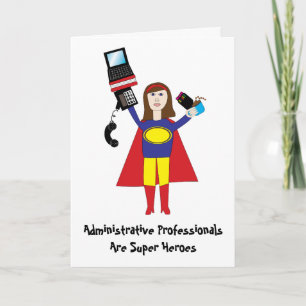 Administrative Professional Super Hero (Brunette)  Card