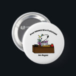 Administrative Professional Unicorn Personalise 6 Cm Round Badge<br><div class="desc">A female unicorn works hard on her computer at her desk.  The text says,  "Great Administrative Professionals Are Magical",  but can be changed and customised to fit your needs.</div>