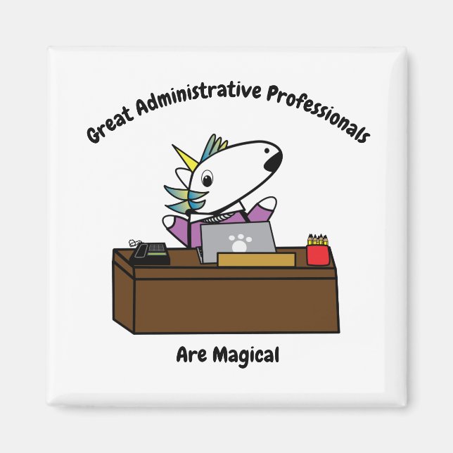Administrative Professional Unicorn Personalise Magnet (Front)