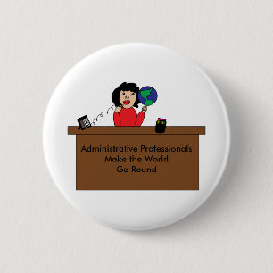 Administrative Professional World (Dark Hair) 6 Cm Round Badge