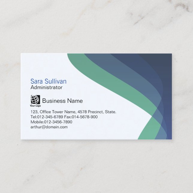 Administrator Business Management Blue Streams Business Card (Front)