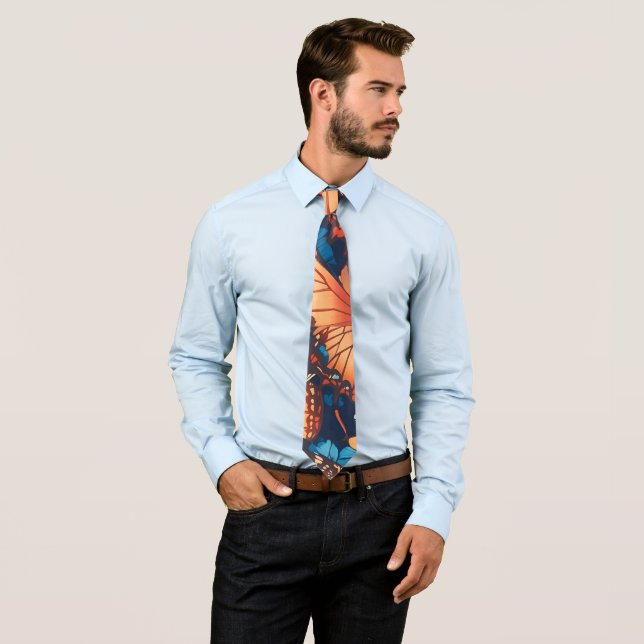 Admiral Butterfly Mosaic Colourful Pattern Tie (In Situ)