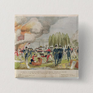 Admiral Cockburn burning and plundering 15 Cm Square Badge