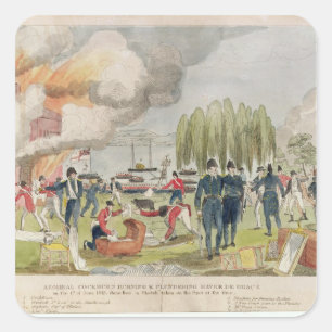 Admiral Cockburn burning and plundering Square Sticker