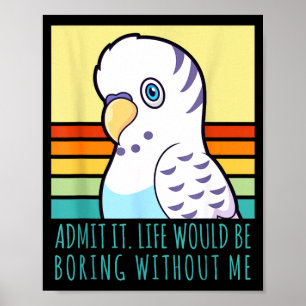Admit life would be boring without retro parakeet poster