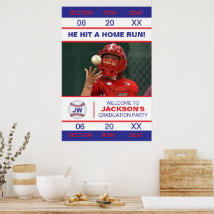 Admit One Baseball Admission Ticket Graduate Poster