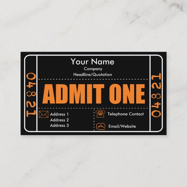 Admit One Business card (Front)