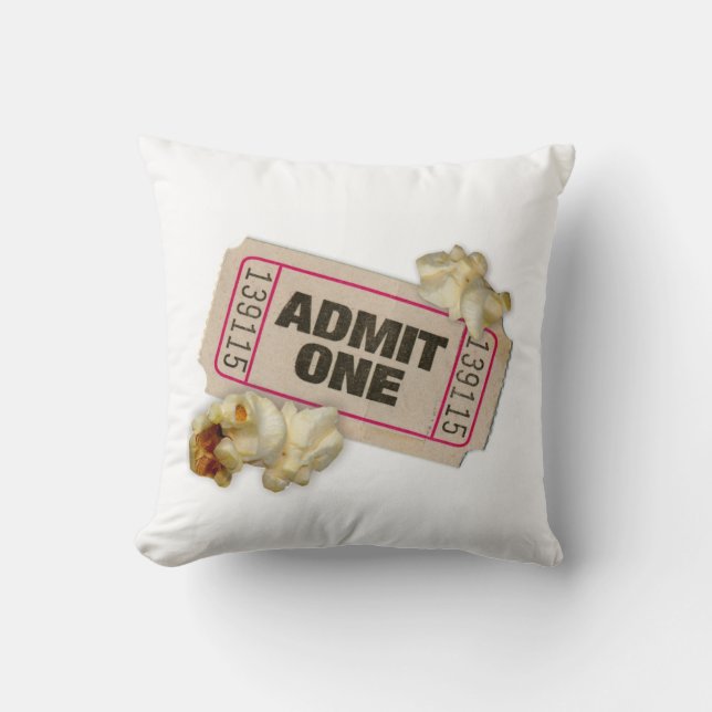ADMIT ONE movie Ticket and Popcorn pillow (Front)
