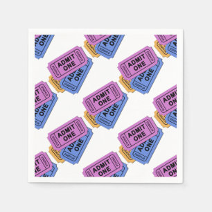 Admit One Movie Ticket Pattern Napkins