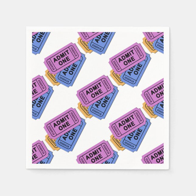 Admit One Movie Ticket Pattern Napkins (Front)