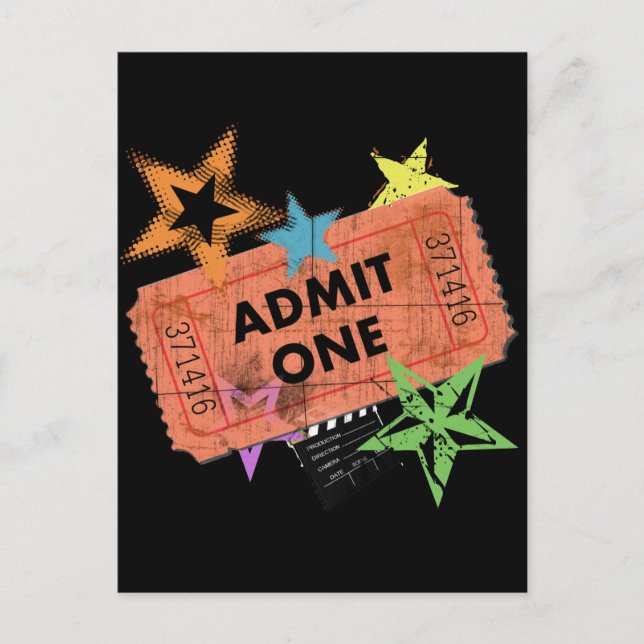 ADMIT ONE MOVIE TICKET POSTCARD (Front)