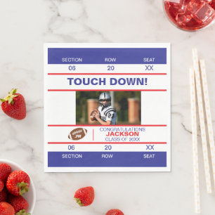Admit One Red and Blue Graduation Football Theme Napkin