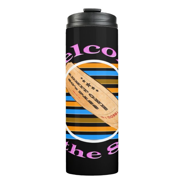 Admit one ticket - to the 80's  thermal tumbler (Front)