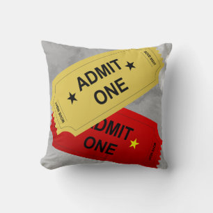 Admit One Tickets Red & Yellow Home Theater Design Cushion