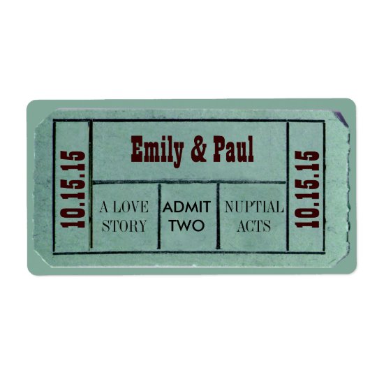 Admit TWO Save the Date TICKET Shipping Label