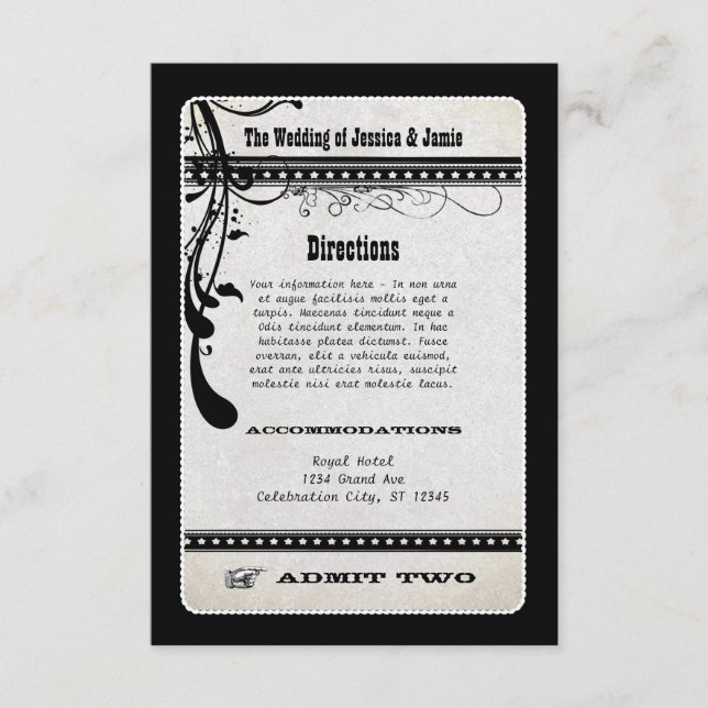 Admit Two Vintage Showbill RSVP Enclosure Card (Front)