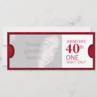 Admit two VIP 40th birthday party photo invite