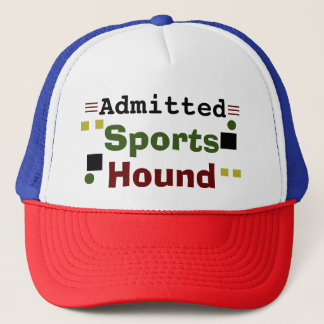 Admitted Sports Hound Multicolored Abstract Text Trucker Hat