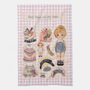 Adoable Vintage Images Pink Gingham Kitchen Towels