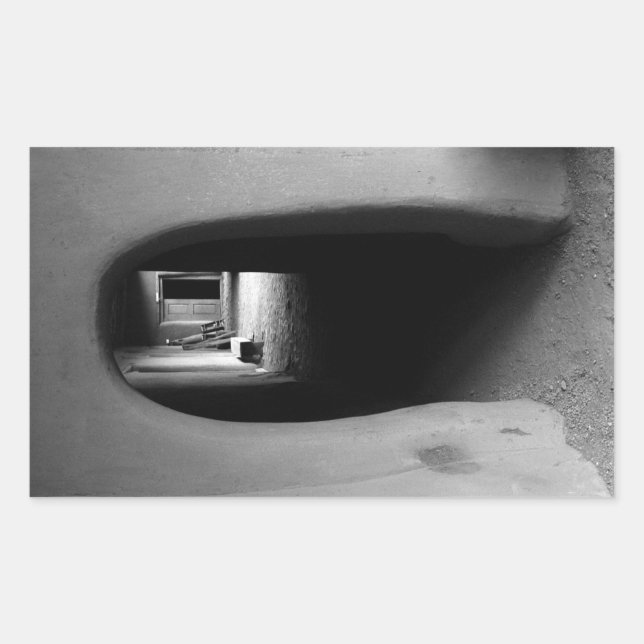 Adobe Doorway Architecture Black & White Photo Rectangular Sticker (Front)
