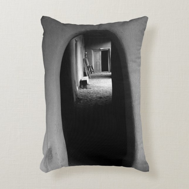 Adobe Passageway: Black & White photo Decorative Cushion (Front(Vertical))