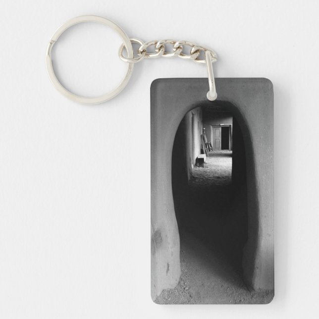 Adobe Passageway: Black & White photo Key Ring (Front)