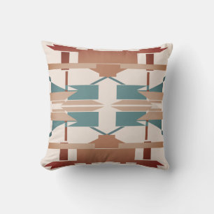 Adobe Rust Teal Beige Desert Southwest Look Mosaic Cushion