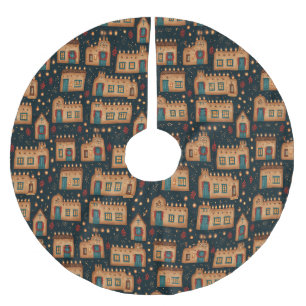 Adobe Village Christmas Tree Centerpiece Brushed Polyester Tree Skirt
