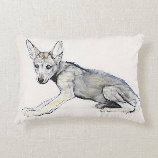 Adolescent Arabian Wolf Pup 2009 Decorative Cushion (Front)