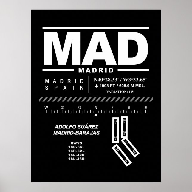 Adolfo Suárez Madrid-Barajas Airport MAD Poster (Front)
