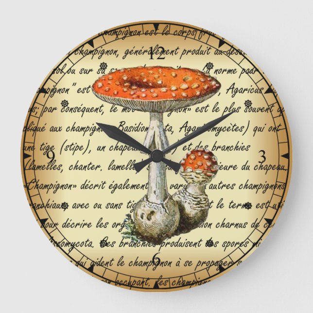 Adolphe Millot ~ Champignons-pour tous-fixed ~   Large Clock (Front)