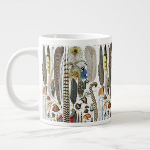 Adolphe Millot Dark Academia Vintage Bird Feather Large Coffee Mug