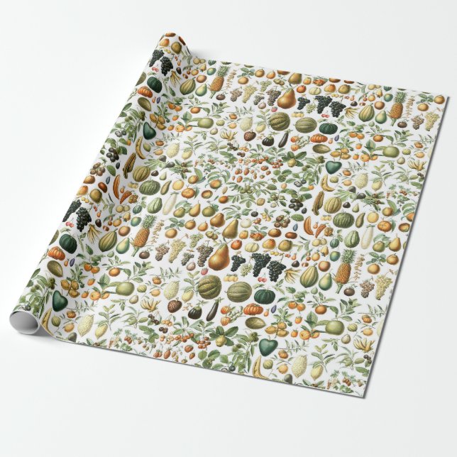 Adolphe Millot Fruit Pattern Wrapping Paper (Unrolled)