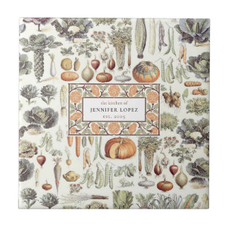 Adolphe Millot Vegetable Pattern Ceramic Tile