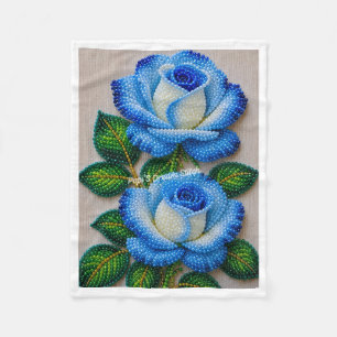 ADOM Blue Textured Roses Blanket