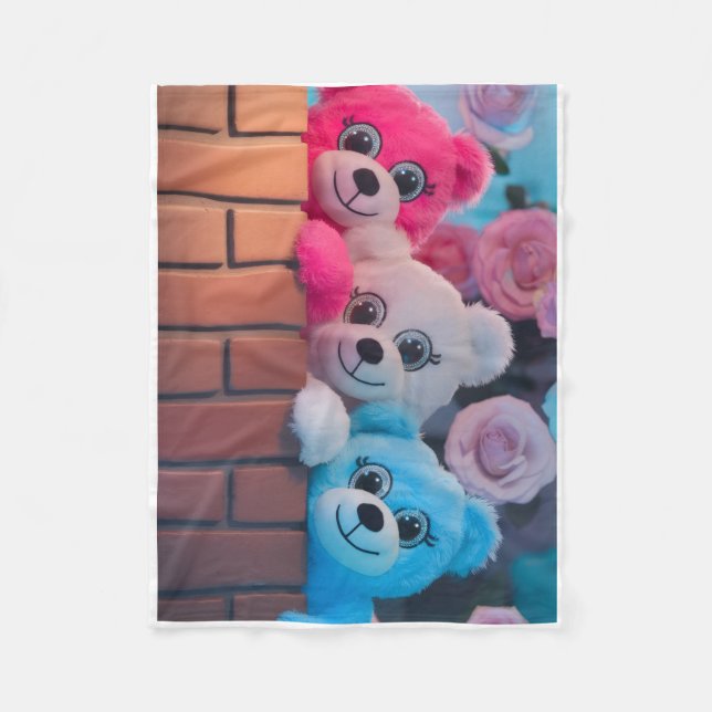 ADOM Cute Colourful Teddy Bears Blanket (Front)