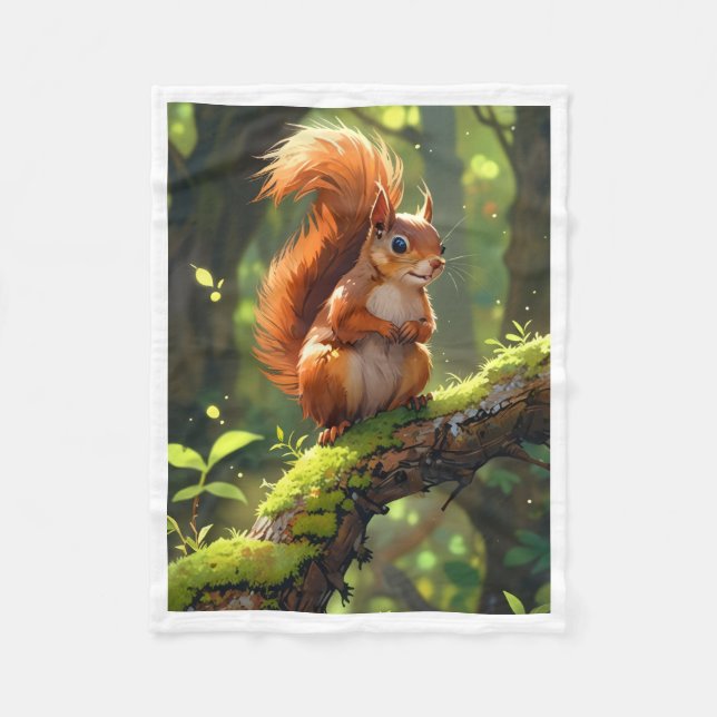 ADOM Cute Forest Squirrel Blanket (Front)