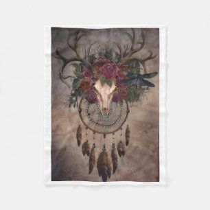 ADOM Deer Skull Floral Dreamcatcher Blanket