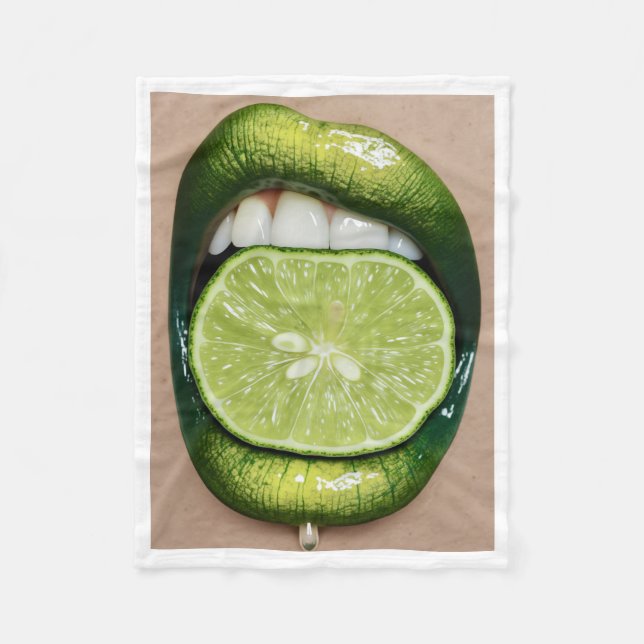 ADOM Green Lips and Lime Throw Blanket (Front)
