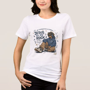ADOM "Jesus Is My Rock" Women's T-Shirt Tri-Blend Shirt