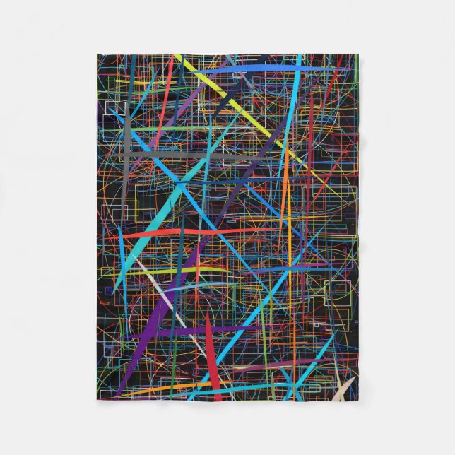 ADOM Neon Lines Abstract Throw Blanket (Front)