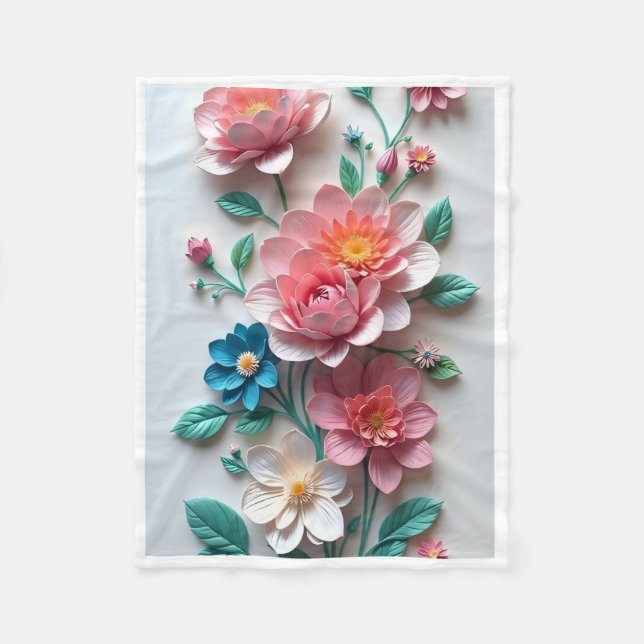ADOM Paper Flower Art Throw Blanket (Front)